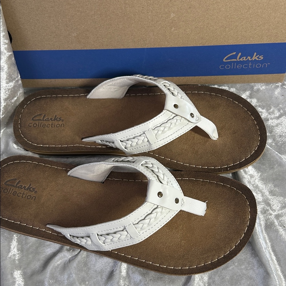 NWT CLARKS OFF WHITE SANDALS 10 - Picture 2 of 9